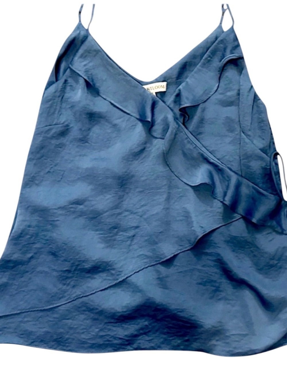 Heartloom Blue Satin Camisole Top Medium Wrap Tie Side Tank Blouse